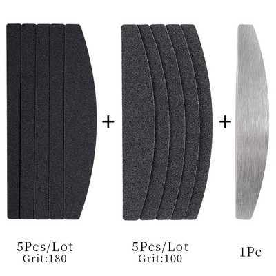 Half Moon asendusküüneviil 100/180/240 10tk must eemaldatav liivapaber roostevabast terasest käepidemega metallist lihvviilidega