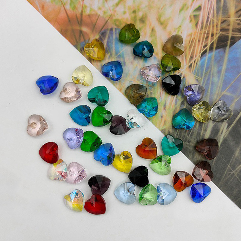 20 tk Südamekujuline 10mm 14mm lihvitud kristallklaasist pealispinnaga puuritud lahtised ripatsid Helmed ehete tegemiseks isetegemise käsitöö leiud