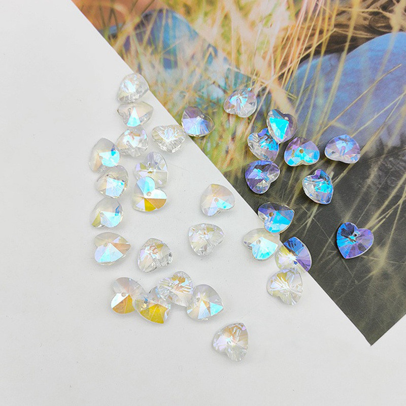 20 tk Südamekujuline 10mm 14mm lihvitud kristallklaasist pealispinnaga puuritud lahtised ripatsid Helmed ehete tegemiseks isetegemise käsitöö leiud