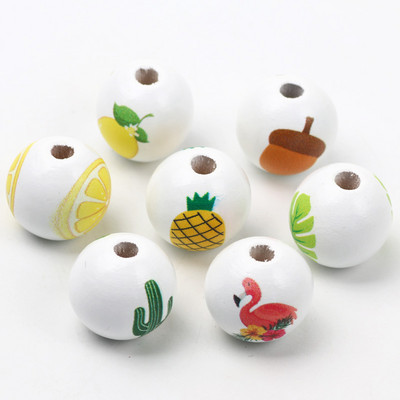 ÚJ természetes fagyöngyök rajzfilm aranyos többszínű mintás 15mm fehér kerek golyók gyöngyök ékszerkészítéshez barkács ékszer kiegészítők