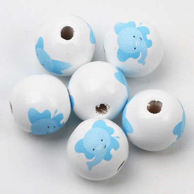 ÚJ természetes fagyöngyök rajzfilm aranyos többszínű mintás 15mm fehér kerek golyók gyöngyök ékszerkészítéshez barkács ékszer kiegészítők