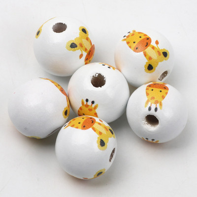 ÚJ természetes fagyöngyök rajzfilm aranyos többszínű mintás 15mm fehér kerek golyók gyöngyök ékszerkészítéshez barkács ékszer kiegészítők