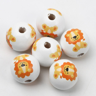 ÚJ természetes fagyöngyök rajzfilm aranyos többszínű mintás 15mm fehér kerek golyók gyöngyök ékszerkészítéshez barkács ékszer kiegészítők