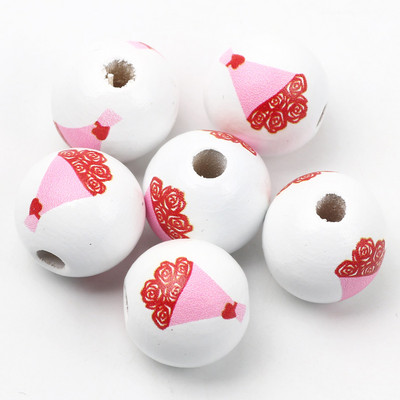 ÚJ természetes fagyöngyök rajzfilm aranyos többszínű mintás 15mm fehér kerek golyók gyöngyök ékszerkészítéshez barkács ékszer kiegészítők