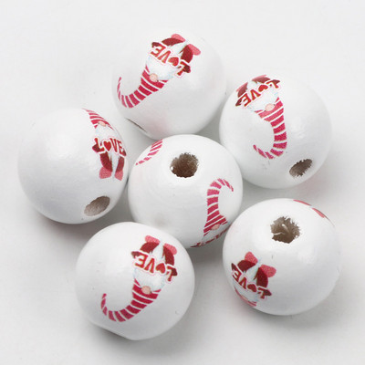 ÚJ természetes fagyöngyök rajzfilm aranyos többszínű mintás 15mm fehér kerek golyók gyöngyök ékszerkészítéshez barkács ékszer kiegészítők