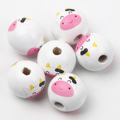 ÚJ természetes fagyöngyök rajzfilm aranyos többszínű mintás 15mm fehér kerek golyók gyöngyök ékszerkészítéshez barkács ékszer kiegészítők