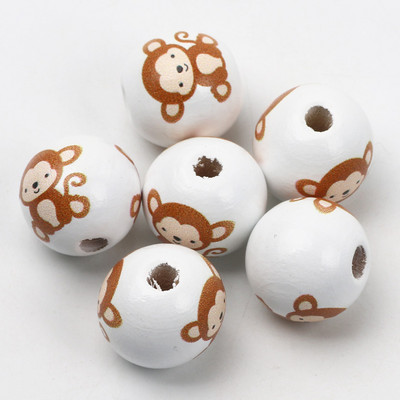 ÚJ természetes fagyöngyök rajzfilm aranyos többszínű mintás 15mm fehér kerek golyók gyöngyök ékszerkészítéshez barkács ékszer kiegészítők