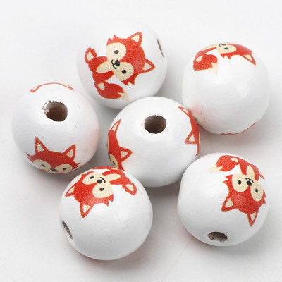 ÚJ természetes fagyöngyök rajzfilm aranyos többszínű mintás 15mm fehér kerek golyók gyöngyök ékszerkészítéshez barkács ékszer kiegészítők