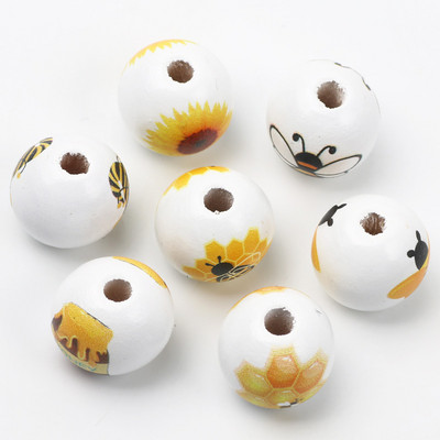 ÚJ természetes fagyöngyök rajzfilm aranyos többszínű mintás 15mm fehér kerek golyók gyöngyök ékszerkészítéshez barkács ékszer kiegészítők