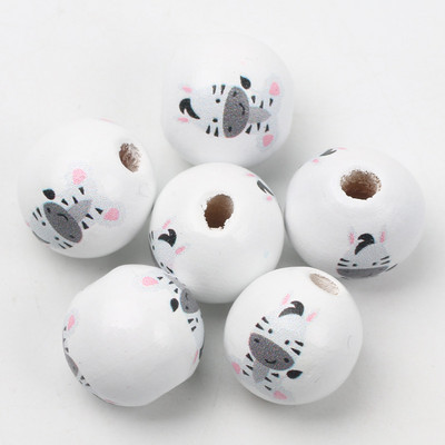 ÚJ természetes fagyöngyök rajzfilm aranyos többszínű mintás 15mm fehér kerek golyók gyöngyök ékszerkészítéshez barkács ékszer kiegészítők