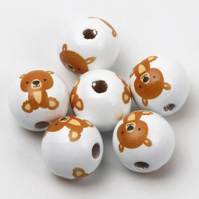 ÚJ természetes fagyöngyök rajzfilm aranyos többszínű mintás 15mm fehér kerek golyók gyöngyök ékszerkészítéshez barkács ékszer kiegészítők