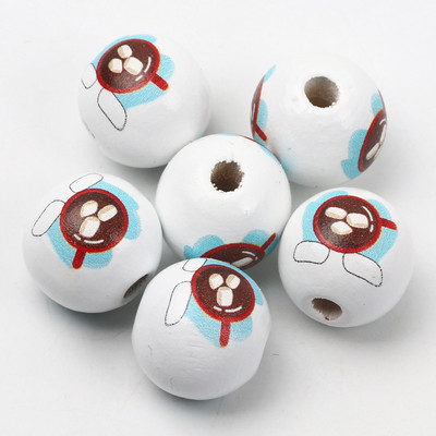 ÚJ természetes fagyöngyök rajzfilm aranyos többszínű mintás 15mm fehér kerek golyók gyöngyök ékszerkészítéshez barkács ékszer kiegészítők