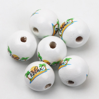 ÚJ természetes fagyöngyök rajzfilm aranyos többszínű mintás 15mm fehér kerek golyók gyöngyök ékszerkészítéshez barkács ékszer kiegészítők