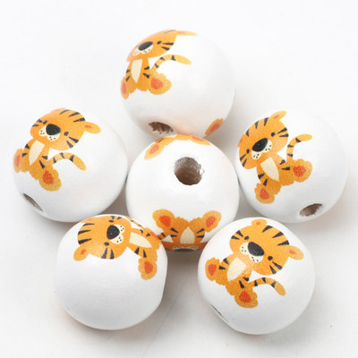 ÚJ természetes fagyöngyök rajzfilm aranyos többszínű mintás 15mm fehér kerek golyók gyöngyök ékszerkészítéshez barkács ékszer kiegészítők