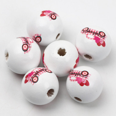 ÚJ természetes fagyöngyök rajzfilm aranyos többszínű mintás 15mm fehér kerek golyók gyöngyök ékszerkészítéshez barkács ékszer kiegészítők