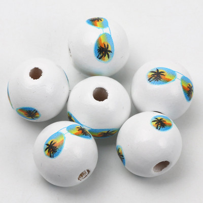 ÚJ természetes fagyöngyök rajzfilm aranyos többszínű mintás 15mm fehér kerek golyók gyöngyök ékszerkészítéshez barkács ékszer kiegészítők