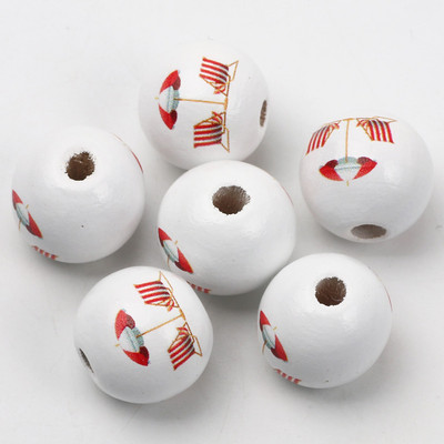 ÚJ természetes fagyöngyök rajzfilm aranyos többszínű mintás 15mm fehér kerek golyók gyöngyök ékszerkészítéshez barkács ékszer kiegészítők