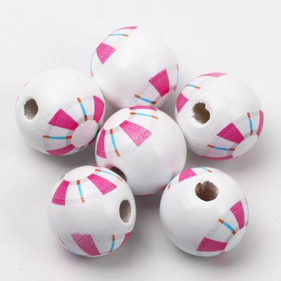 ÚJ természetes fagyöngyök rajzfilm aranyos többszínű mintás 15mm fehér kerek golyók gyöngyök ékszerkészítéshez barkács ékszer kiegészítők