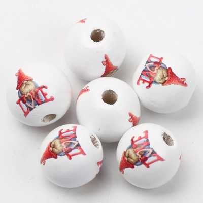 ÚJ természetes fagyöngyök rajzfilm aranyos többszínű mintás 15mm fehér kerek golyók gyöngyök ékszerkészítéshez barkács ékszer kiegészítők