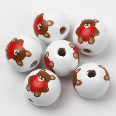 ÚJ természetes fagyöngyök rajzfilm aranyos többszínű mintás 15mm fehér kerek golyók gyöngyök ékszerkészítéshez barkács ékszer kiegészítők