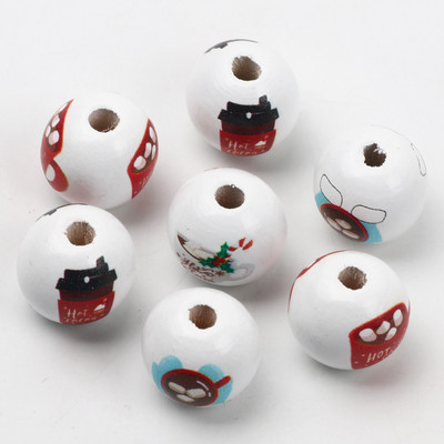 ÚJ természetes fagyöngyök rajzfilm aranyos többszínű mintás 15mm fehér kerek golyók gyöngyök ékszerkészítéshez barkács ékszer kiegészítők