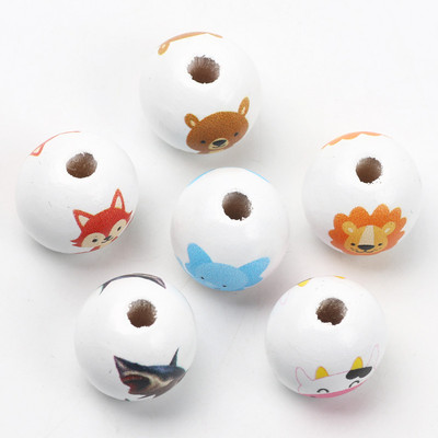 ÚJ természetes fagyöngyök rajzfilm aranyos többszínű mintás 15mm fehér kerek golyók gyöngyök ékszerkészítéshez barkács ékszer kiegészítők