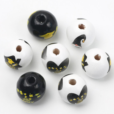 ÚJ természetes fagyöngyök rajzfilm aranyos többszínű mintás 15mm fehér kerek golyók gyöngyök ékszerkészítéshez barkács ékszer kiegészítők