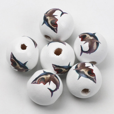 ÚJ természetes fagyöngyök rajzfilm aranyos többszínű mintás 15mm fehér kerek golyók gyöngyök ékszerkészítéshez barkács ékszer kiegészítők