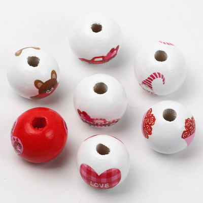 ÚJ természetes fagyöngyök rajzfilm aranyos többszínű mintás 15mm fehér kerek golyók gyöngyök ékszerkészítéshez barkács ékszer kiegészítők