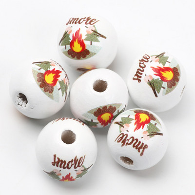 ÚJ természetes fagyöngyök rajzfilm aranyos többszínű mintás 15mm fehér kerek golyók gyöngyök ékszerkészítéshez barkács ékszer kiegészítők