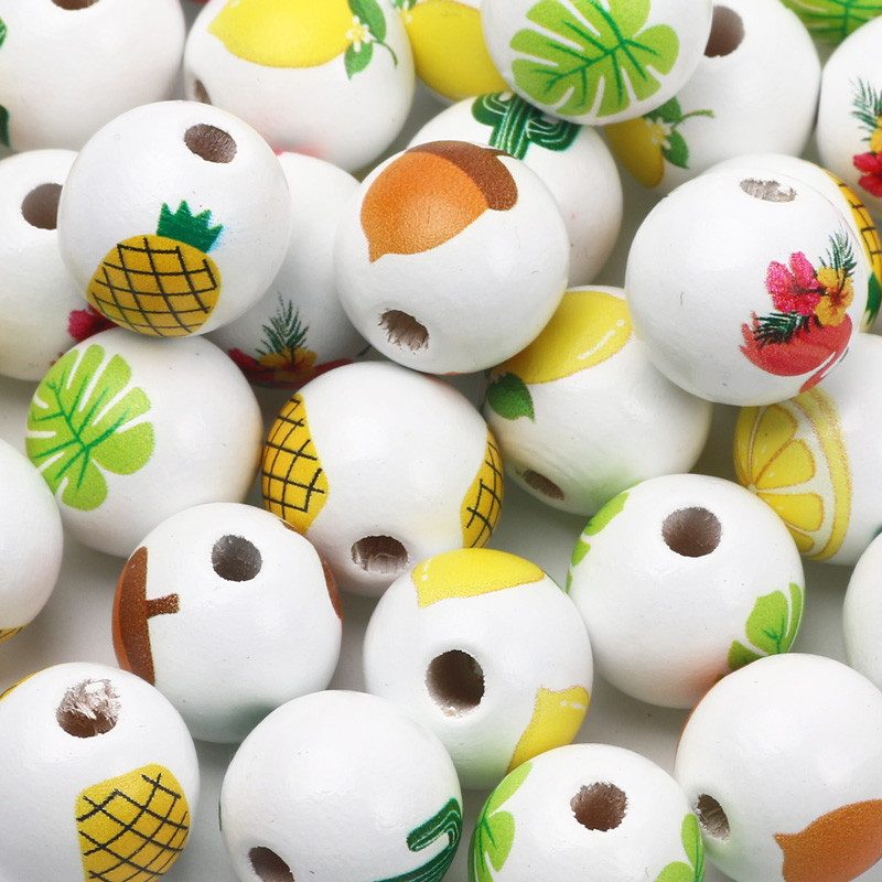 ÚJ természetes fagyöngyök rajzfilm aranyos többszínű mintás 15mm fehér kerek golyók gyöngyök ékszerkészítéshez barkács ékszer kiegészítők