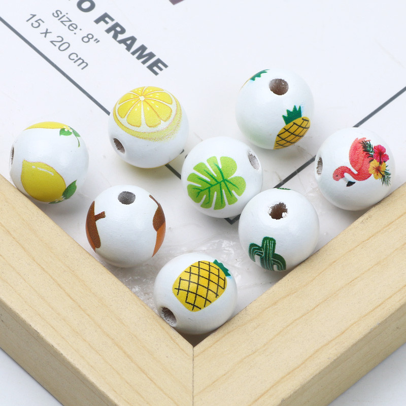 ÚJ természetes fagyöngyök rajzfilm aranyos többszínű mintás 15mm fehér kerek golyók gyöngyök ékszerkészítéshez barkács ékszer kiegészítők