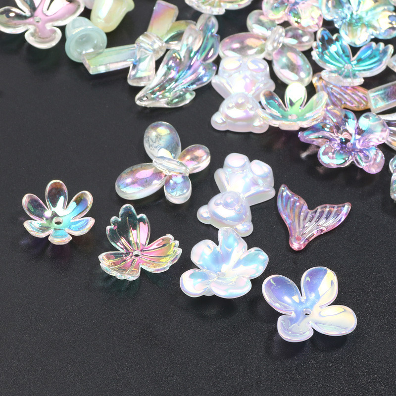 10-50 tk läbipaistvad lilled sulgedest akrüülist lahtised vahehelmed ehete valmistamiseks DIY käsitsi valmistatud käevõru kaelakee tarvikud