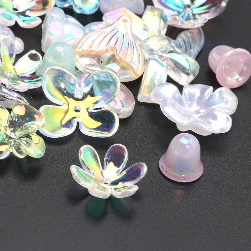 10-50 tk läbipaistvad lilled sulgedest akrüülist lahtised vahehelmed ehete valmistamiseks DIY käsitsi valmistatud käevõru kaelakee tarvikud