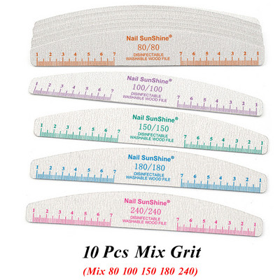 10/5 buc/pachet Pilă de unghii din lemn imprimată color cu riglă Pilă profesională pentru unghii lavabilă 80 100 180 240 Instrumente de șlefuit