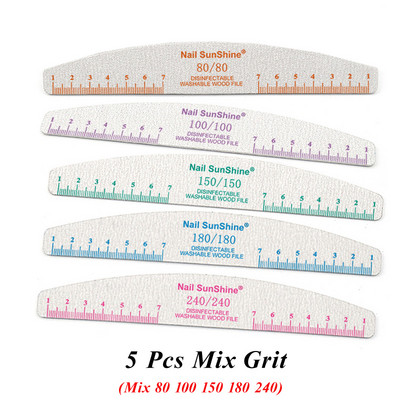 10/5 buc/pachet Pilă de unghii din lemn imprimată color cu riglă Pilă profesională pentru unghii lavabilă 80 100 180 240 Instrumente de șlefuit