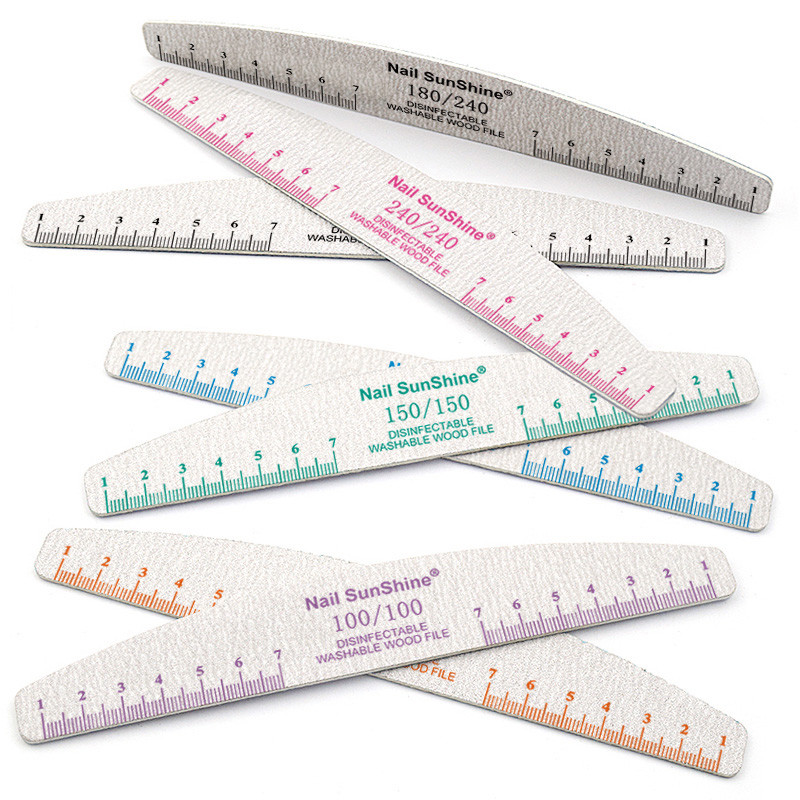 10/5 buc/pachet Pilă de unghii din lemn imprimată color cu riglă Pilă profesională pentru unghii lavabilă 80 100 180 240 Instrumente de șlefuit