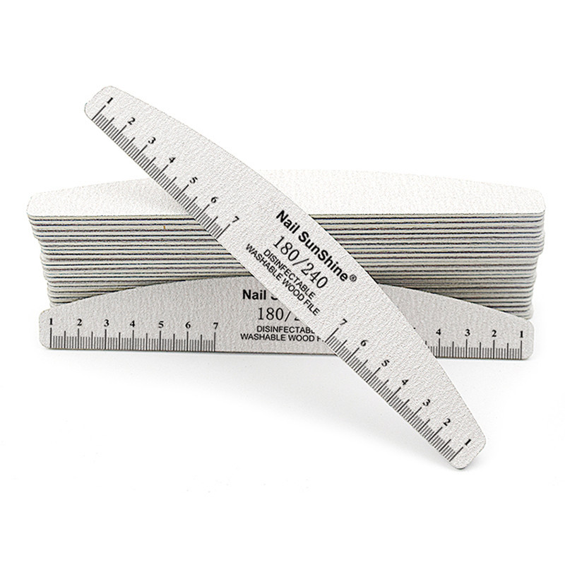 10/5 buc/pachet Pilă de unghii din lemn imprimată color cu riglă Pilă profesională pentru unghii lavabilă 80 100 180 240 Instrumente de șlefuit