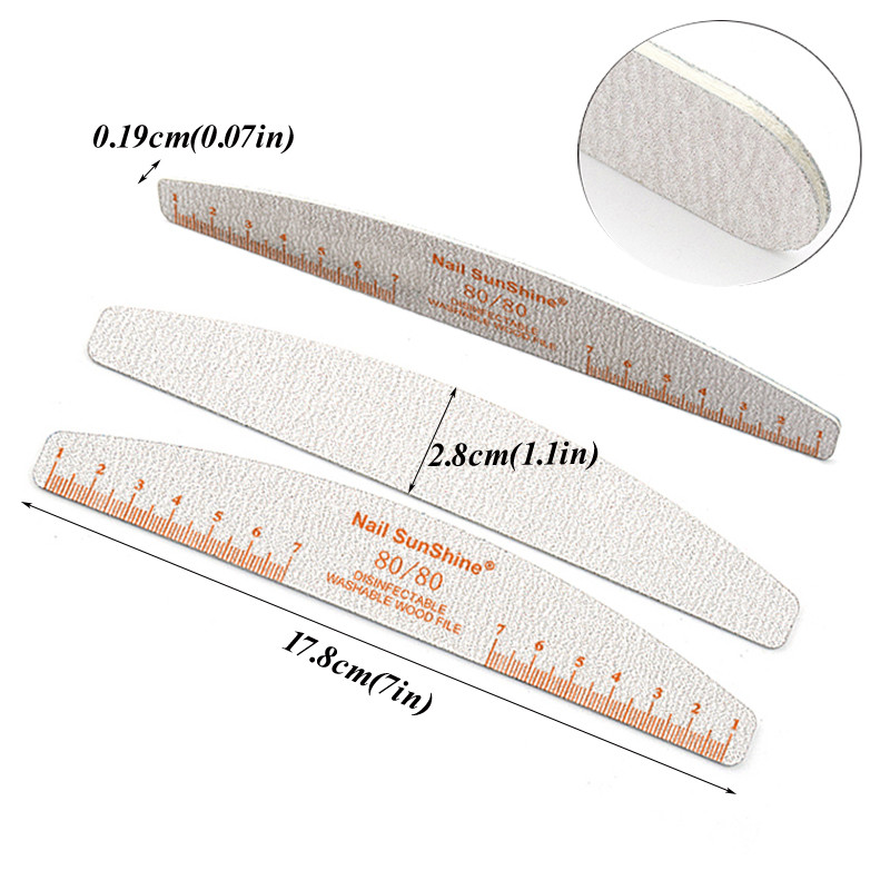 10/5 buc/pachet Pilă de unghii din lemn imprimată color cu riglă Pilă profesională pentru unghii lavabilă 80 100 180 240 Instrumente de șlefuit