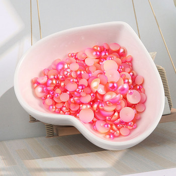 Πολλαπλών μεγεθών 3-8 χιλιοστών Mermaid Gradient Half round ABS Pearl Beads Flatback Imitation Resin for Jewelry Making Diy Nail Art Scrapbook