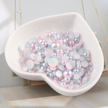 Πολλαπλών μεγεθών 3-8 χιλιοστών Mermaid Gradient Half round ABS Pearl Beads Flatback Imitation Resin for Jewelry Making Diy Nail Art Scrapbook