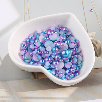 Πολλαπλών μεγεθών 3-8 χιλιοστών Mermaid Gradient Half round ABS Pearl Beads Flatback Imitation Resin for Jewelry Making Diy Nail Art Scrapbook