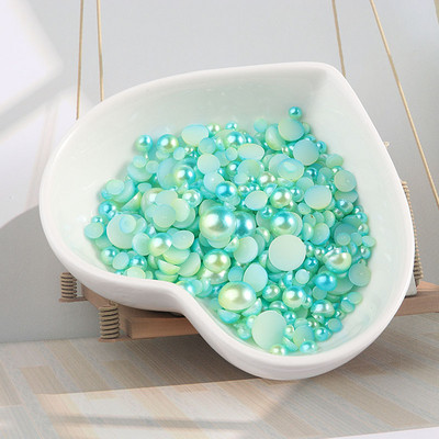 Πολλαπλών μεγεθών 3-8 χιλιοστών Mermaid Gradient Half round ABS Pearl Beads Flatback Imitation Resin for Jewelry Making Diy Nail Art Scrapbook