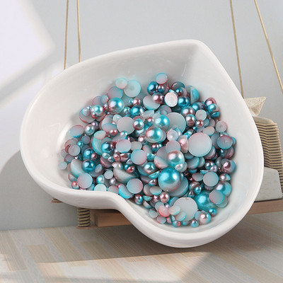 Πολλαπλών μεγεθών 3-8 χιλιοστών Mermaid Gradient Half round ABS Pearl Beads Flatback Imitation Resin for Jewelry Making Diy Nail Art Scrapbook
