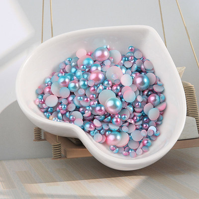 Πολλαπλών μεγεθών 3-8 χιλιοστών Mermaid Gradient Half round ABS Pearl Beads Flatback Imitation Resin for Jewelry Making Diy Nail Art Scrapbook