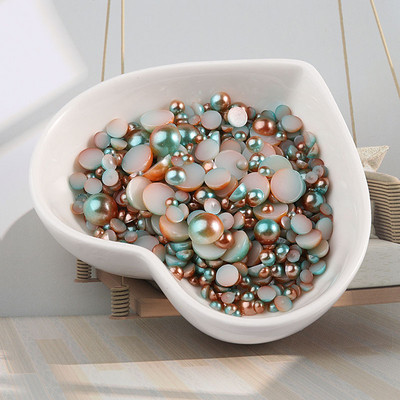 Πολλαπλών μεγεθών 3-8 χιλιοστών Mermaid Gradient Half round ABS Pearl Beads Flatback Imitation Resin for Jewelry Making Diy Nail Art Scrapbook