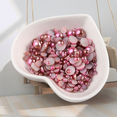 Πολλαπλών μεγεθών 3-8 χιλιοστών Mermaid Gradient Half round ABS Pearl Beads Flatback Imitation Resin for Jewelry Making Diy Nail Art Scrapbook