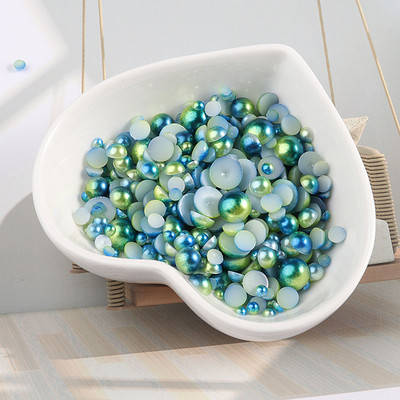 Πολλαπλών μεγεθών 3-8 χιλιοστών Mermaid Gradient Half round ABS Pearl Beads Flatback Imitation Resin for Jewelry Making Diy Nail Art Scrapbook