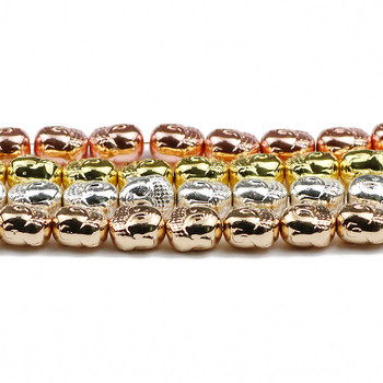 Κεφαλή Βούδα Χρυσό Χρώμα Ασημί Επιμεταλλωμένο Αιματίτη Φυσική Πέτρα 8*10mm 20τμχ Χαλαρές Χάντρες για Κατασκευή κοσμημάτων Diy αξεσουάρ βραχιολιών
