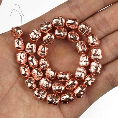 Κεφαλή Βούδα Χρυσό Χρώμα Ασημί Επιμεταλλωμένο Αιματίτη Φυσική Πέτρα 8*10mm 20τμχ Χαλαρές Χάντρες για Κατασκευή κοσμημάτων Diy αξεσουάρ βραχιολιών